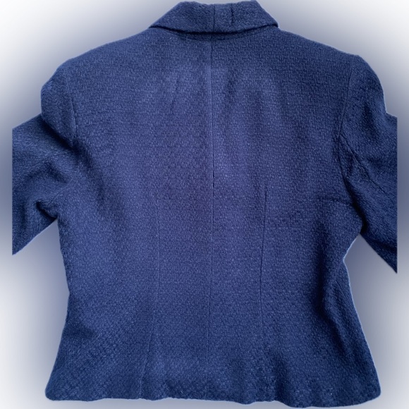 MJ STEVENS Navy acrylic Blazer with gold buttons, lined, size 12 - Picture 3 of 11